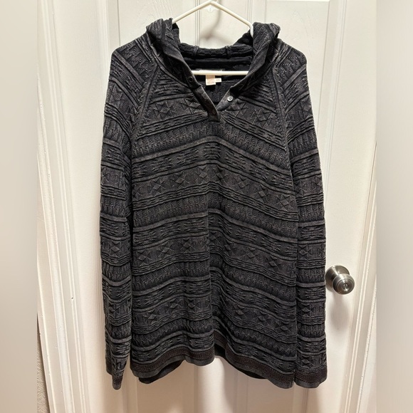 Carbon2Cobalt | Men's Hoodie Hooded Sweater Aztec Print Henley‎ Cotton Sz XXL - Picture 1 of 8